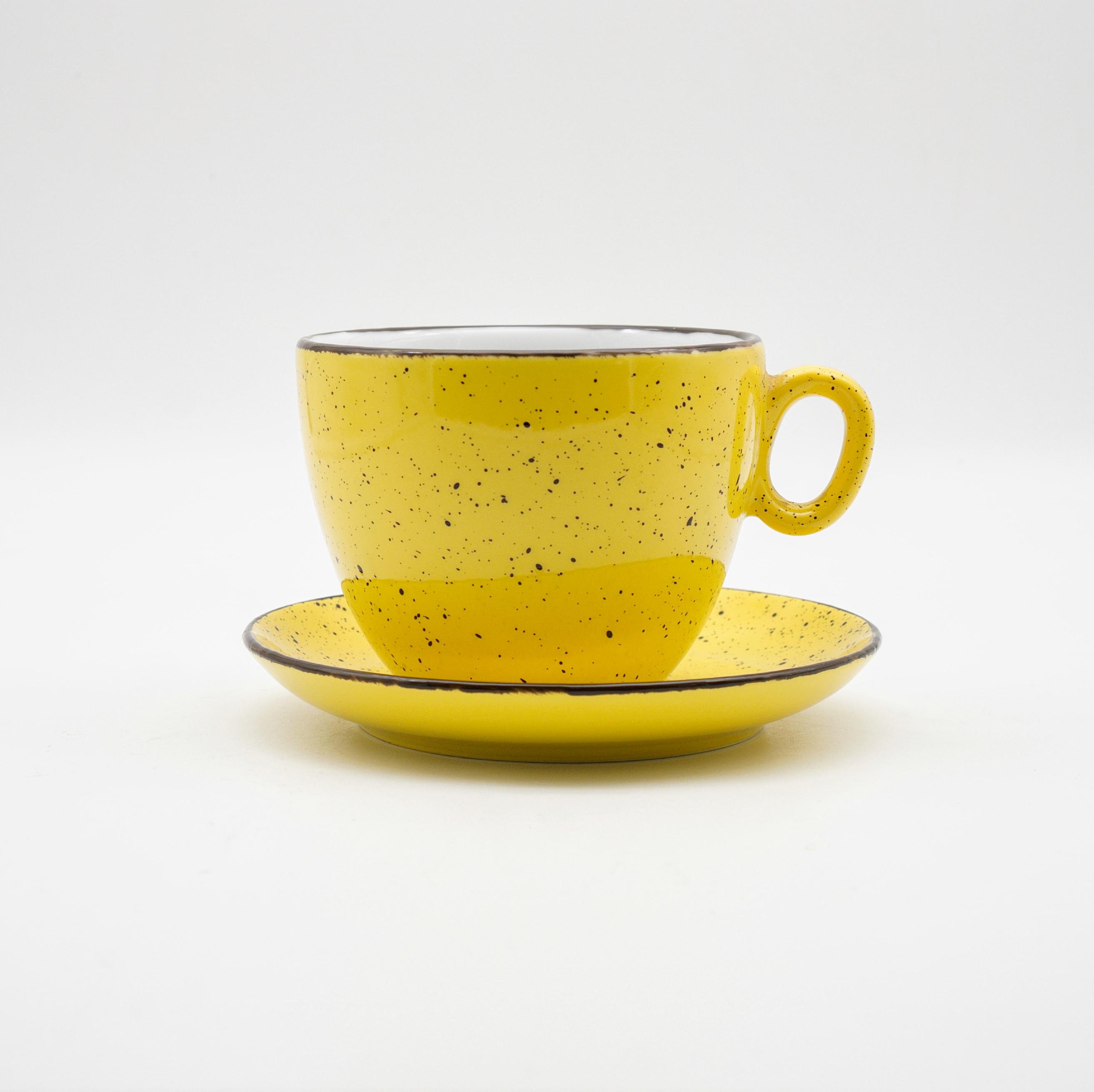 Чашка з блюдцем INKER Luna 500 мл Iris dots yellow