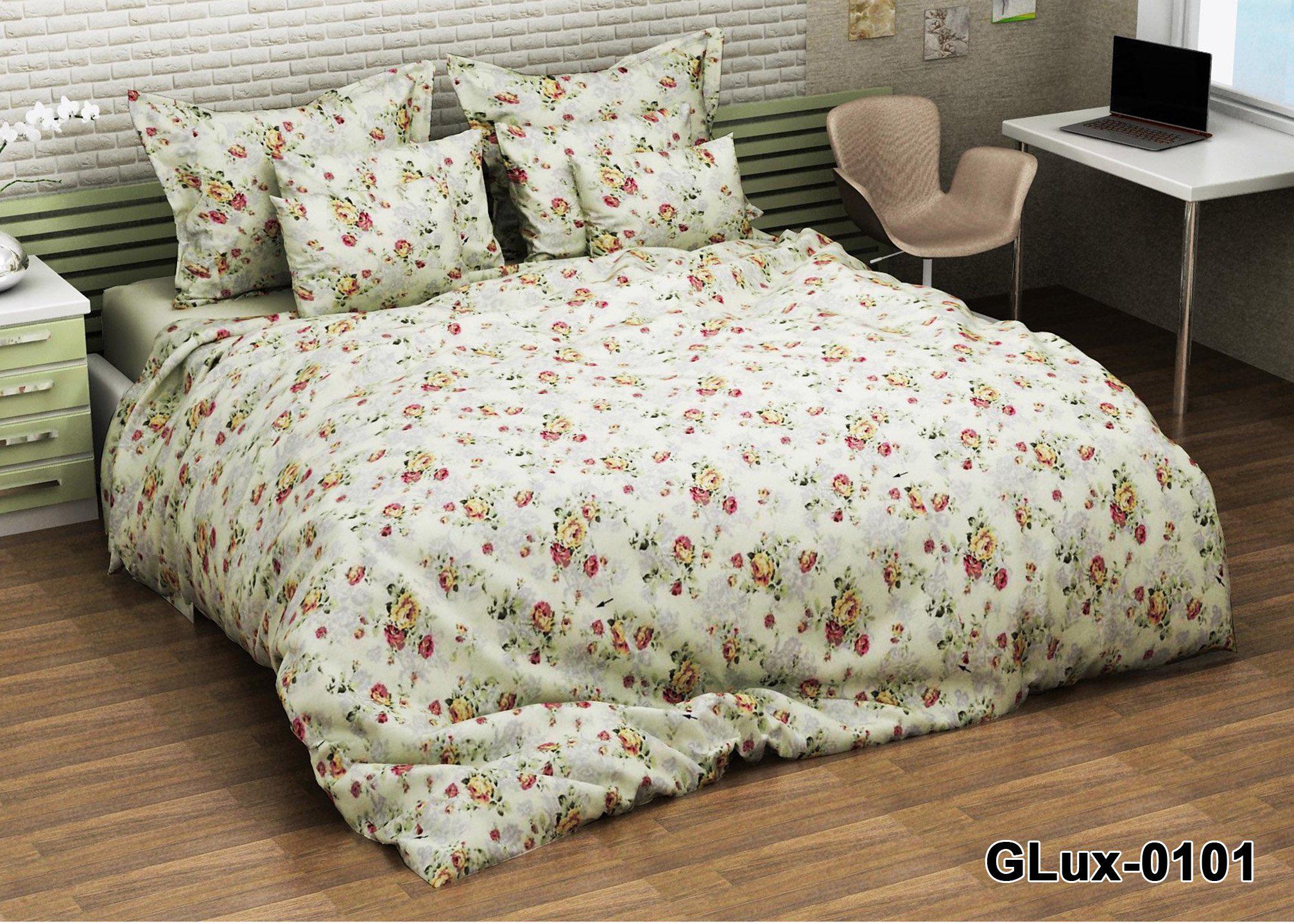 Простирадло двоспальне Троянда Прованс бязь голд люкс 200х220 см Бежевий (20770713)