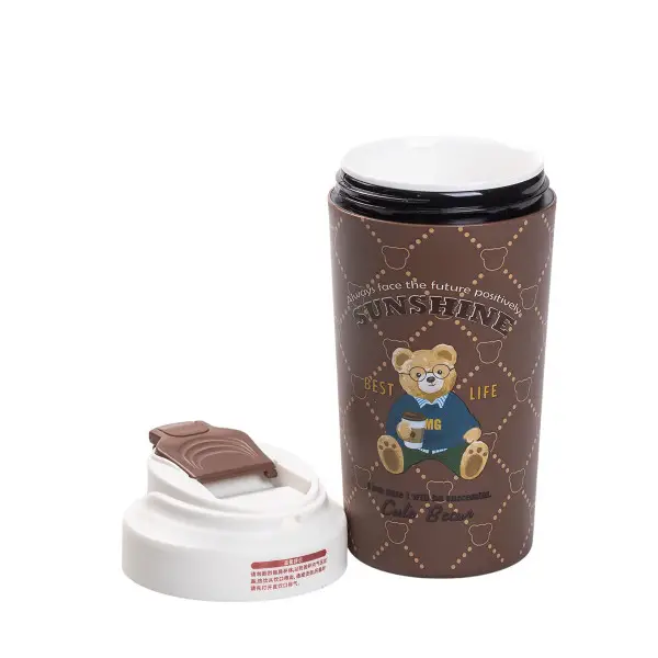 Термочашка Bears з керамічною колбою та коспусом із нержавіючої сталі 480 мл Коричневий (147-107-HP-14-15BR) - фото 4
