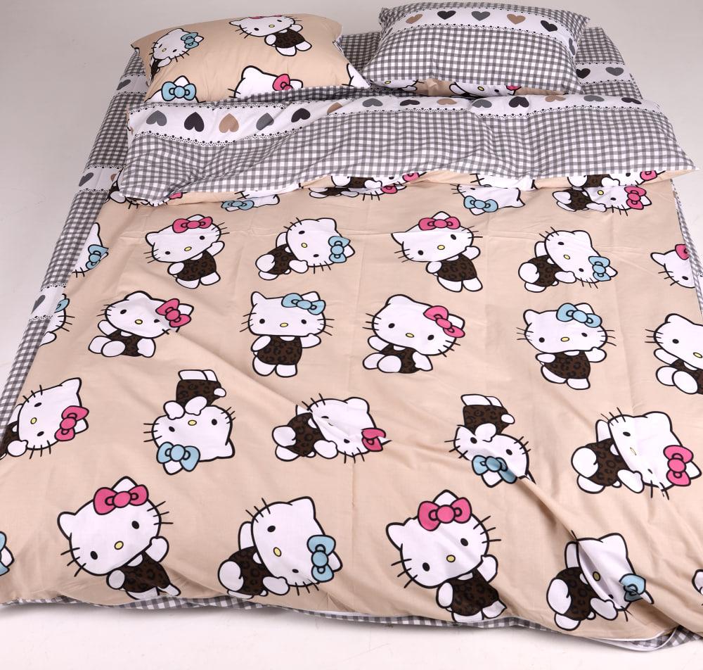 Комплект постільної білизни PaniPava Beige Hello Kitty бязь 155х215 см (10100870)