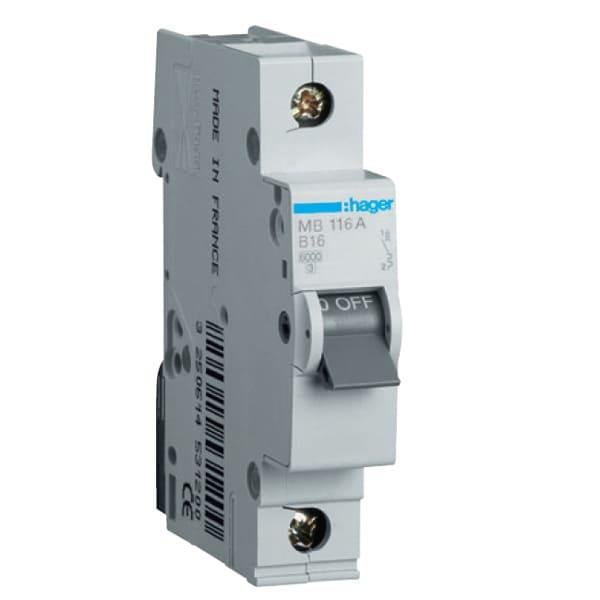 Автоматический выключатель Hager 25A 6 kA 1 полюс тип B MB125A (01403)