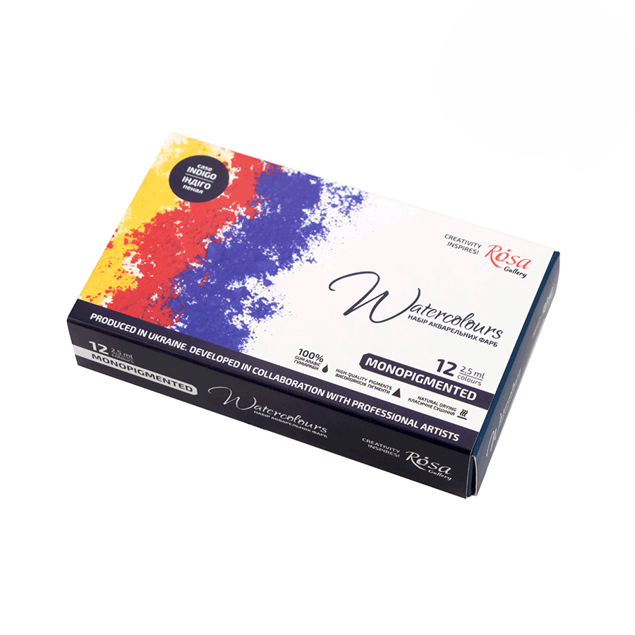 Акварельные краски ROSA Gallery MONOPIGMENTED 12х2,5 мл (4823098525684 3403212)