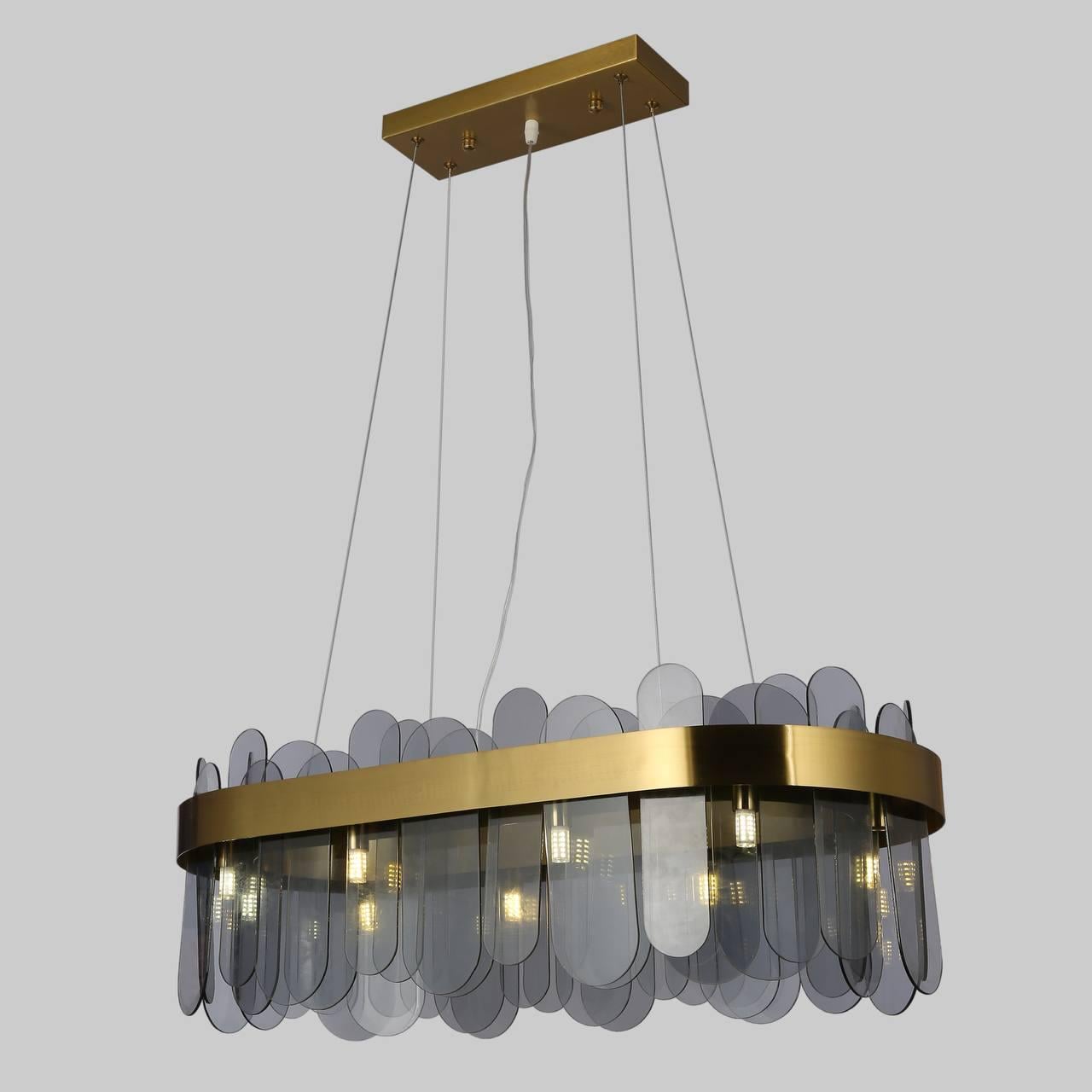 Люстра длинная на 10 ламп со стеклами 80 см Золотой/Графитовый (909-XL3070-10 GD+BK)