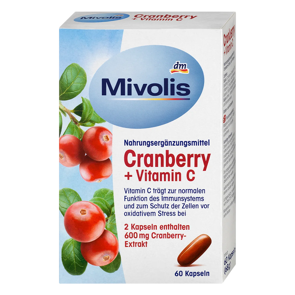 Биологически активная добавка Mivolis Cranberry Клюква и Витамин С 60 г 60 шт. (EPI-15102025-1342)