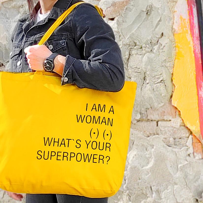 Еко-сумка Market MAXI ''I am a woman What`s your superpower?'' (sp7-189292877)