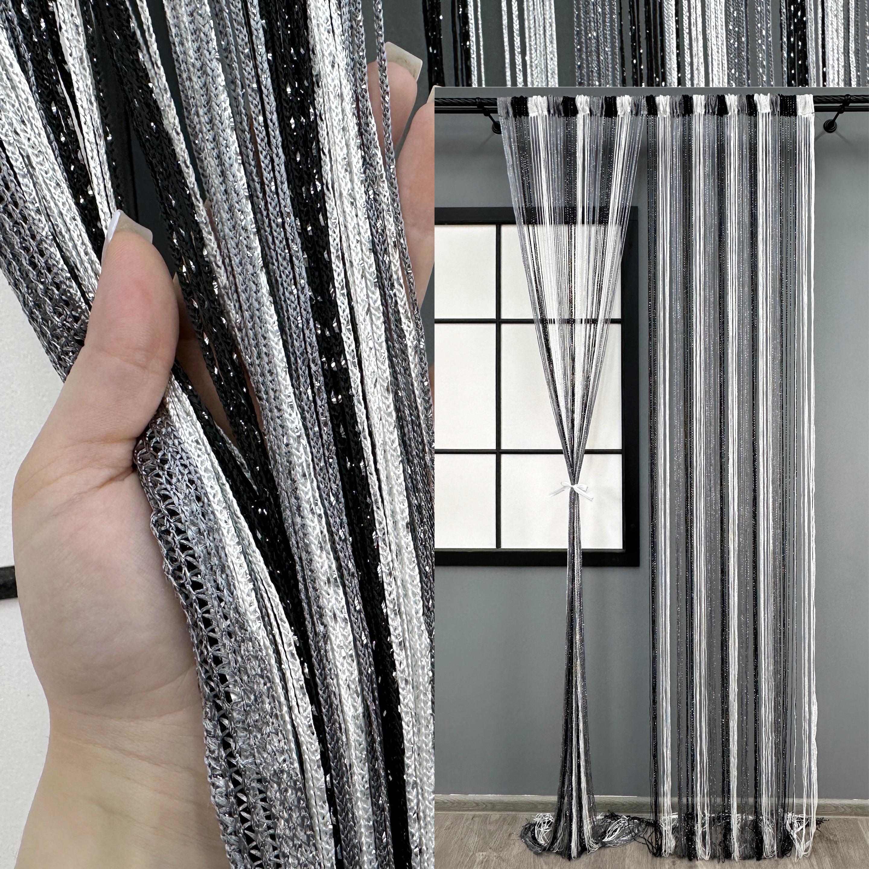 Шторы-нити с люрексом 300х300 см Графитовый/Черный/Белый (61-102) - фото 4