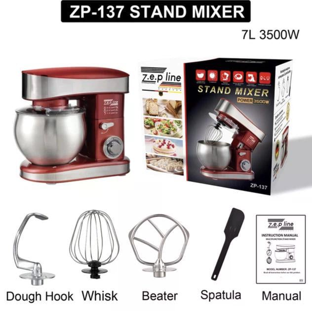 Тістоміс Zepline ZP-137 з чашею з нержавіючої сталі 7 л 3500 Вт Червоний - фото 4 Тістоміс Zepline ZP-137 з чашею з нержавіючої сталі 7 л 3500 Вт Червоний - фото 4