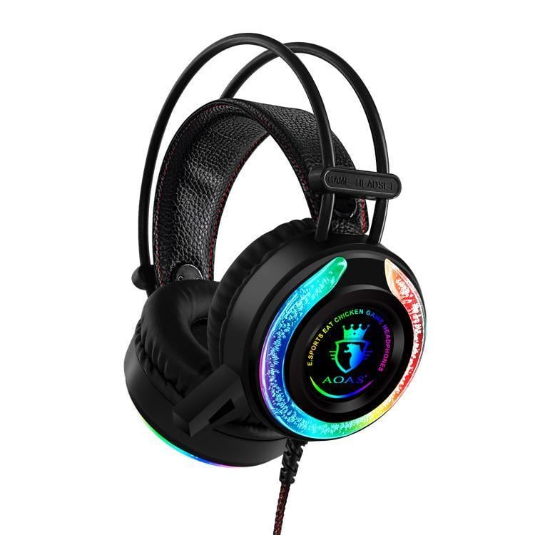 Наушники AOAS 90-3,5 мм RGB с шумоизоляцией Черный