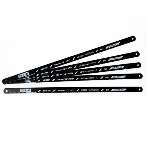 Полотно пильное для ножовки S&R Meister 300 мм 24 TPI по металлу 5 шт. (257300024)