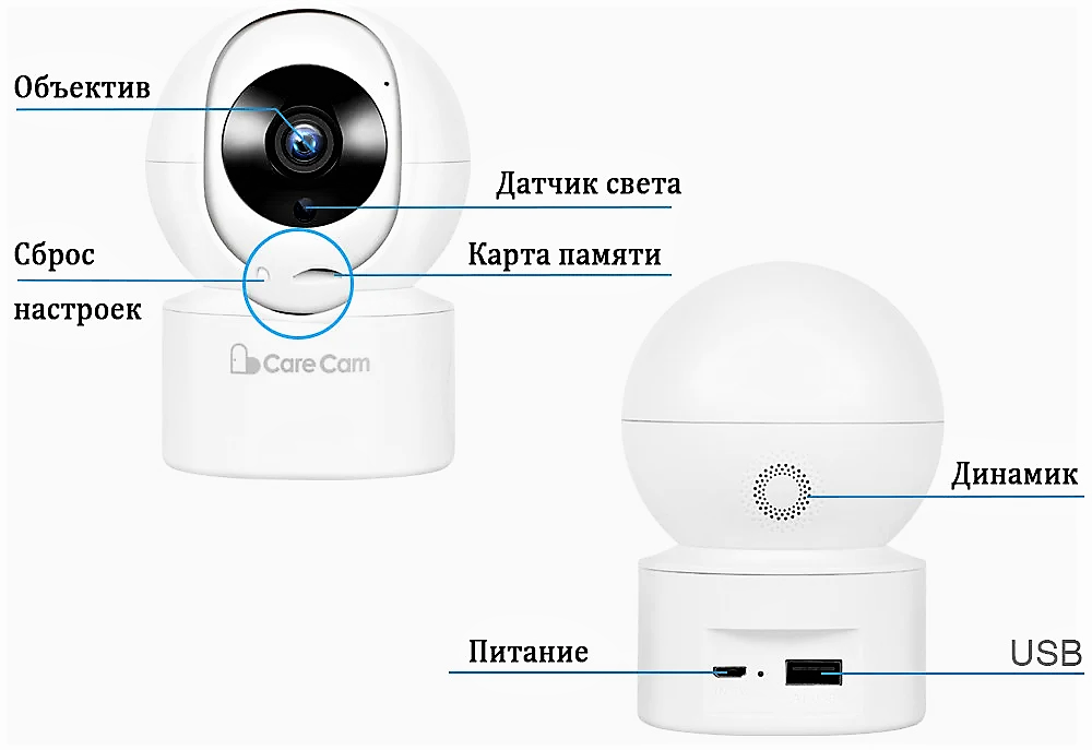 Вебкамера бездротова двостороння CareCam 23ST IP WiFi поворотна з віддаленим доступом (1077) - фото 5