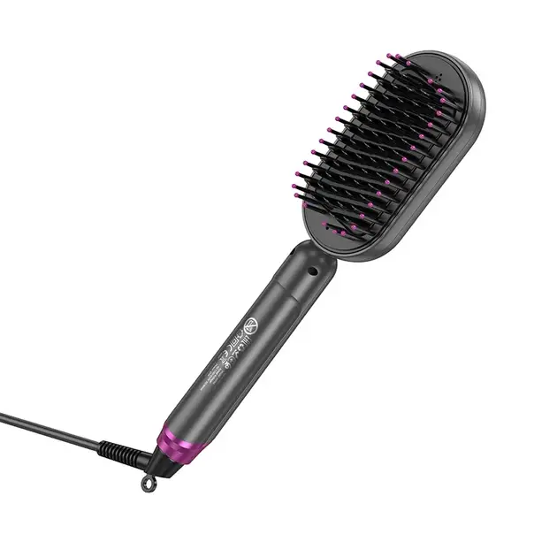 Гребінець для випрямлення волосся Hoco HP44 Electric Straightening Hair Comb with Digital Display Rose Red