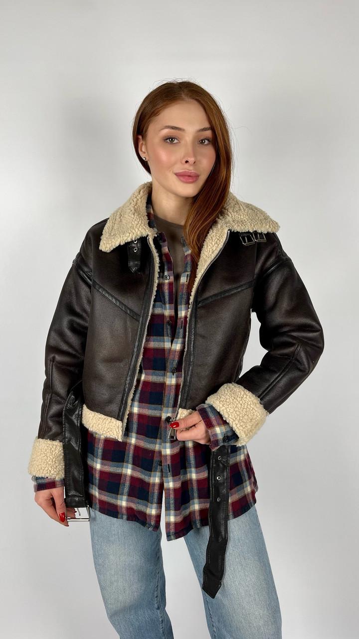 Дублянка жіноча Бренд #265-03 L Коричневий (23918463) - фото 3 Дублянка жіноча Бренд #265-03 L Коричневий (23918463) - фото 3