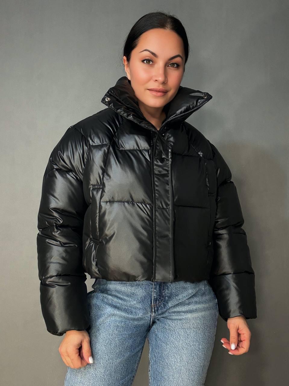 Куртка женская Lady Yep 30083 пуффер короткая глянцевая L Черный (6350)