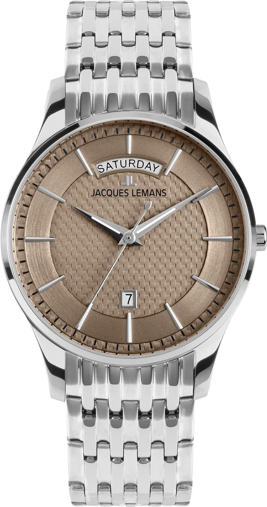 Наручний годинник чоловічий Jacques Lemans London 1-2193L з сталевим корпусом WR 50 м та коричневим циферблатом Наручний годинник чоловічий Jacques Lemans London 1-2193L з сталевим корпусом WR 50 м та коричневим циферблатом