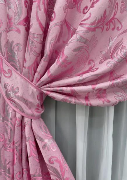 Тканина для штор жакард Завиток 1,45 м Рожевий (1647ш) - фото 4