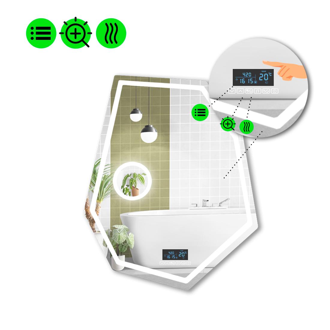 Зеркало с LED подсветкой Montagna 1 с Smart-блоком/линзой с подсветкой и подогревом 80x60 см (8994613)