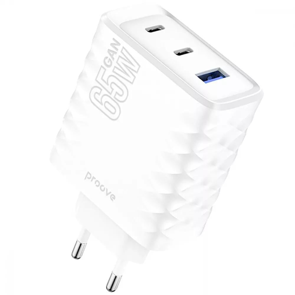 Мережевий зарядний пристрій Proove Speed ​​Surge Gan 65W USB 2 Type-C White