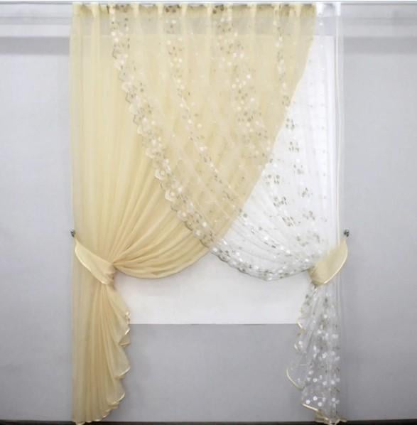 Комплект штор на кухню 3200х200 см Бежевый (101к)