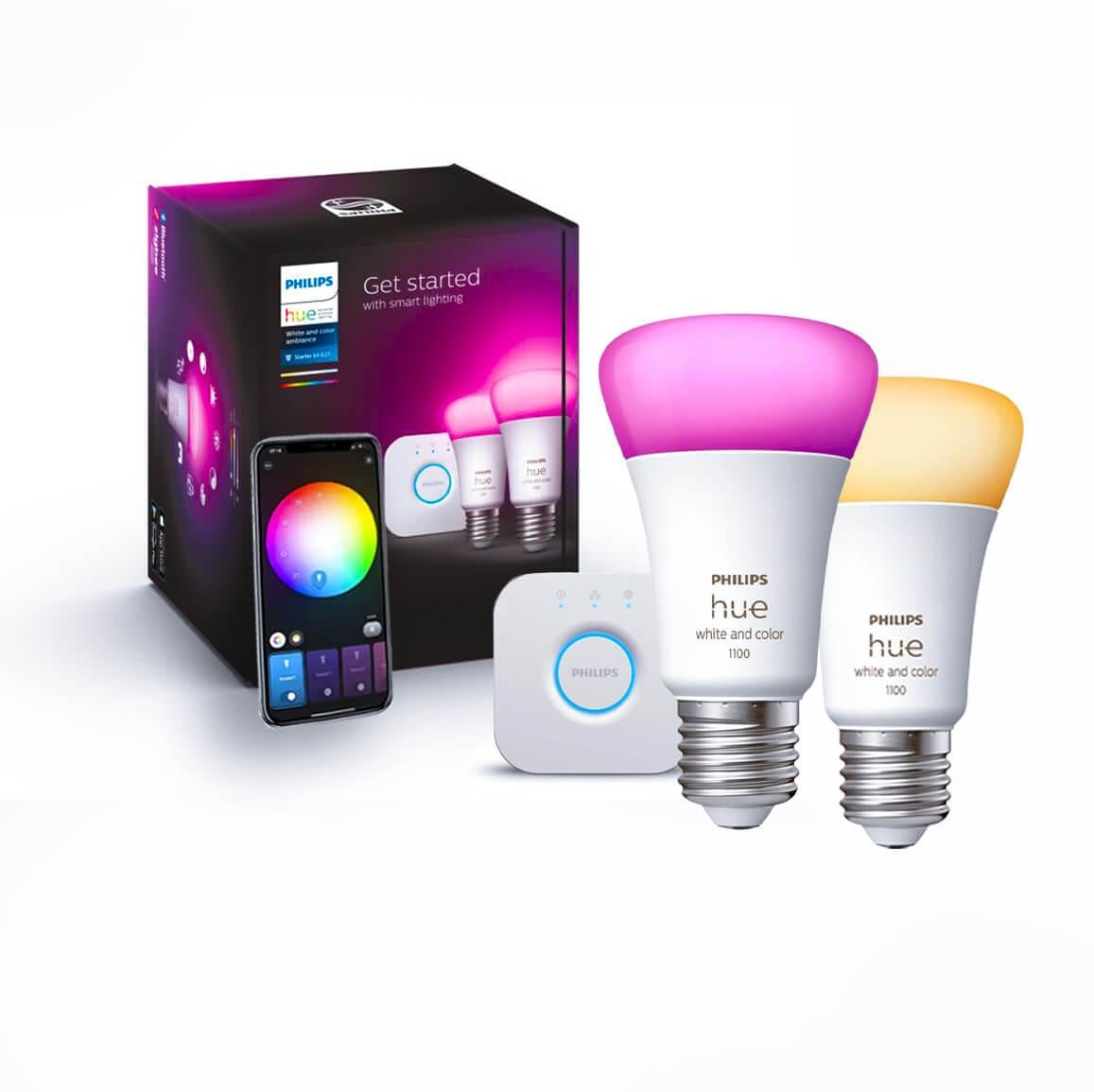 Стартовый комплект Philips hue E27 White and Color 1100 лм 75 Вт 2 шт./блок управления Bridge/Apple HomeKit
