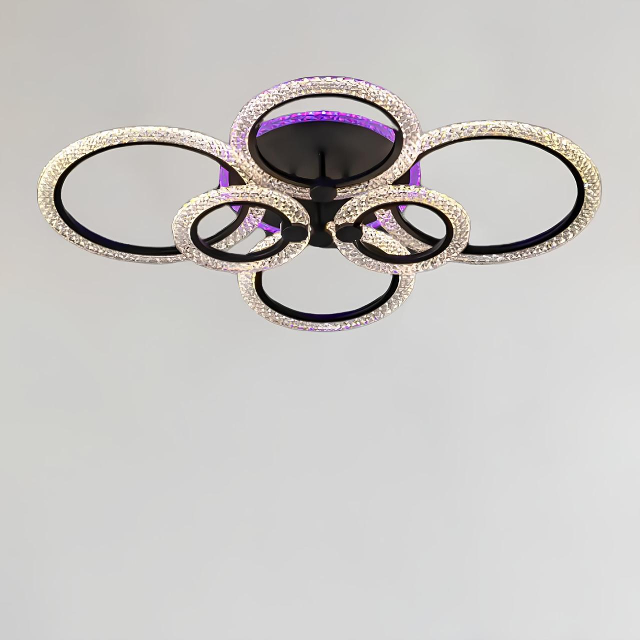 Люстра светодиодная Svet 132W+20W 3000-6000К Черный (SC-2104/2+2C BK PK/BU/PL)