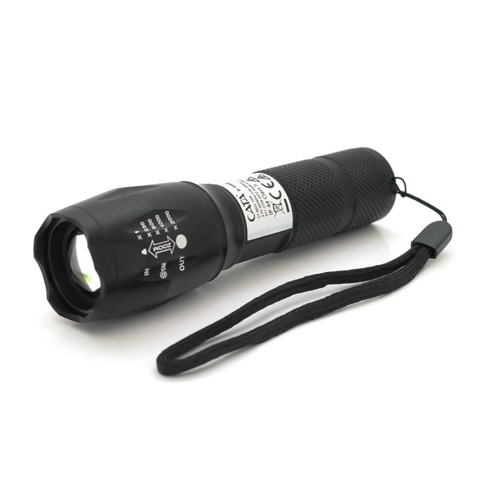 Ліхтар ручний CATA CT-8025 1LED Cree XM-L T6 10W 5 режимів ZOOM 18650/3400 вбудований IP44 microUSB 132х33х27 мм Black (32716)