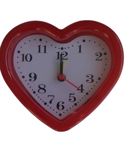 Будильник кварцевый 2034 Сердце 10х10х4 см Красный (3989