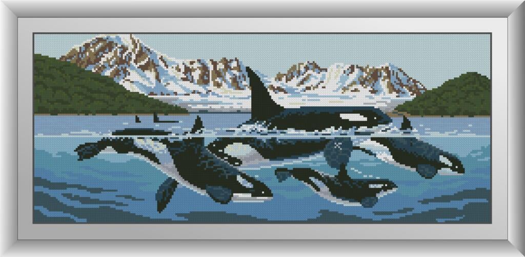 Алмазна мозаїка Dream Art Сім'я косаток 26x63 см (DA.30497) Алмазна мозаїка Dream Art Сім'я косаток 26x63 см (DA.30497)