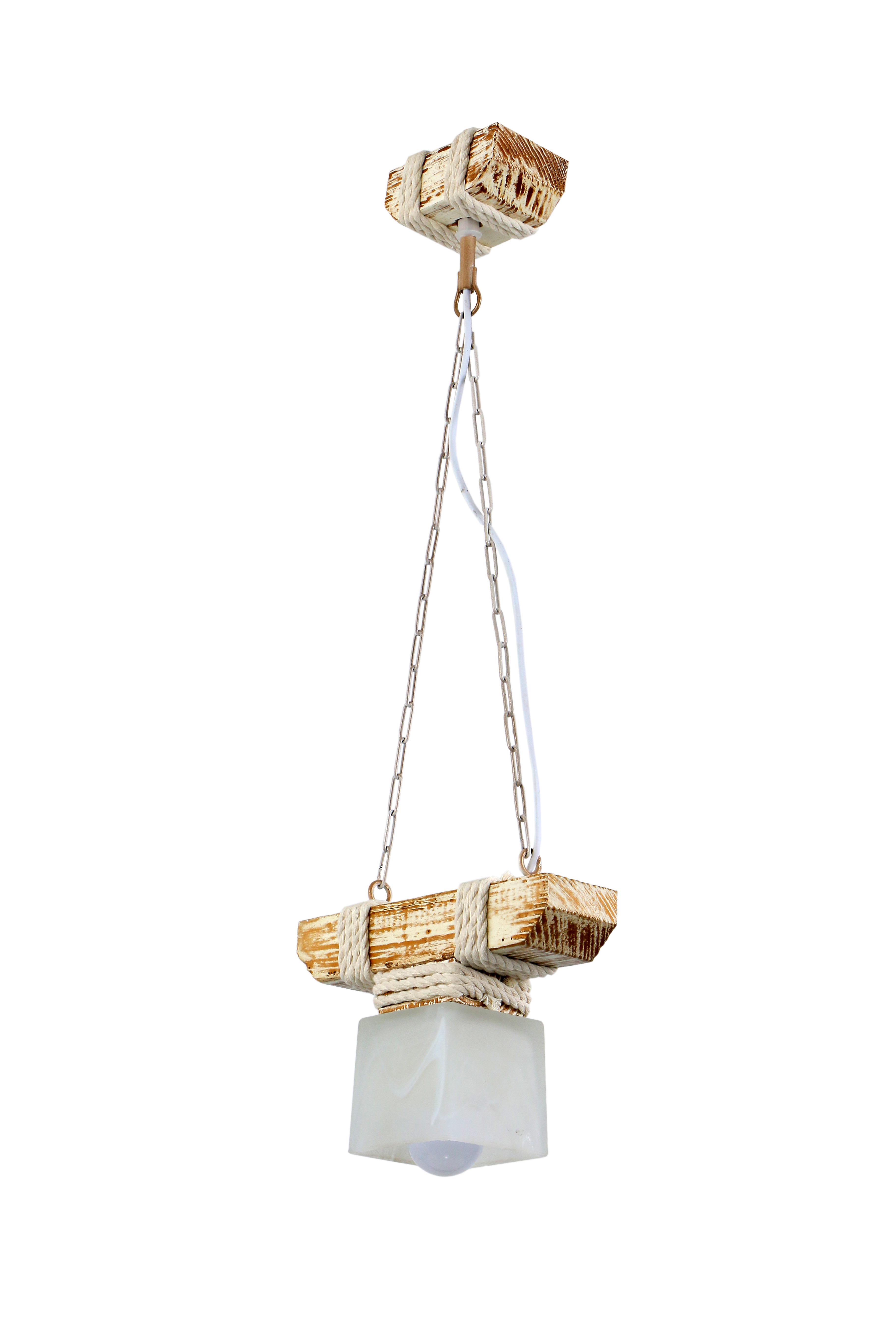 Деревянная люстра Sirius на 1 плафон Белый антик (S7129/1)