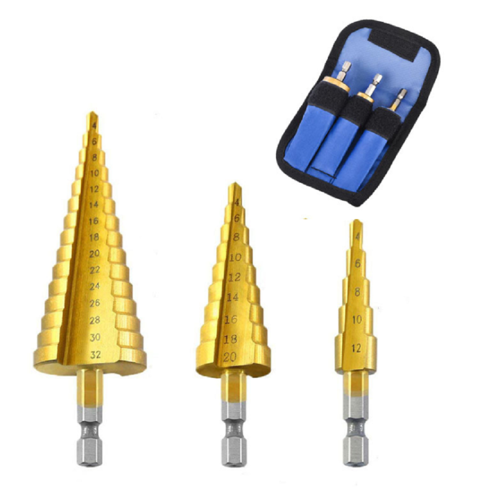 Набор сверл ступенчатых Rewolt для отверстий с шаговым конусом 3 пр. 4-12/4-20/4-32 мм (T1635)