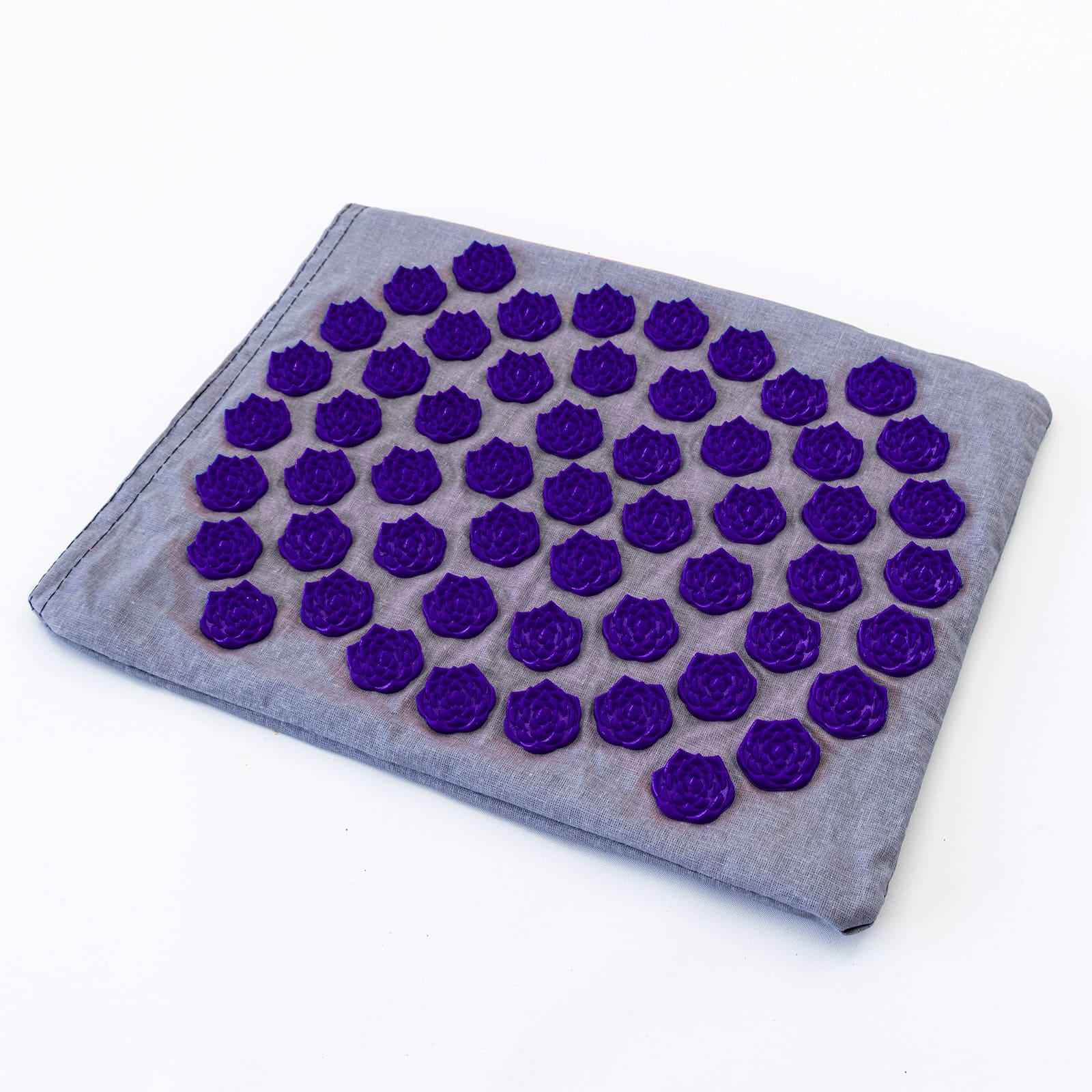 Килимок масажний Аплікатор Кузнєцова/валик/подушка для спини/шиї/ніг OSPORT Lotus Set Сіро-фіолетовий (n-0003) - фото 4