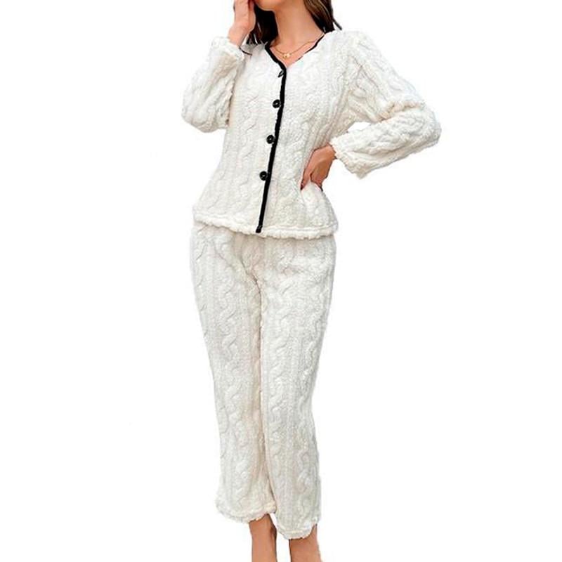 Пижама женская теплая Lesko 5312 рубашка с длинным рукавом и штаны M White (31160209) Пижама женская теплая Lesko 5312 рубашка с длинным рукавом и штаны M White (31160209)