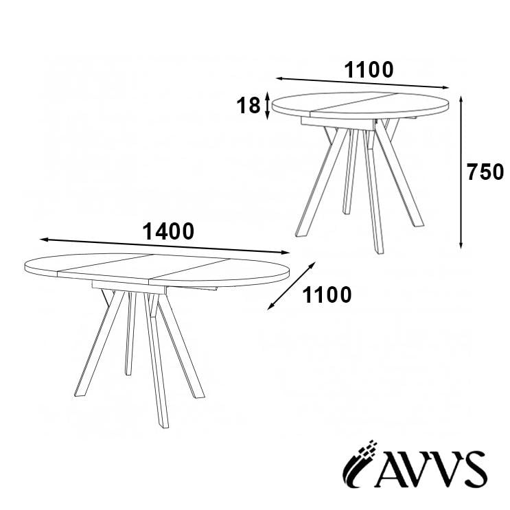 Стіл кухонний розкладний RoMax Lite Slide Loft 110x110 см Біла Аляска/Чорний - фото 4