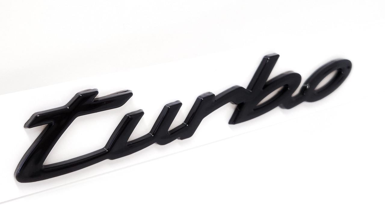 Эмблема-надпись Porsche Turbo на крышку багажника Black gloss (2341736405)