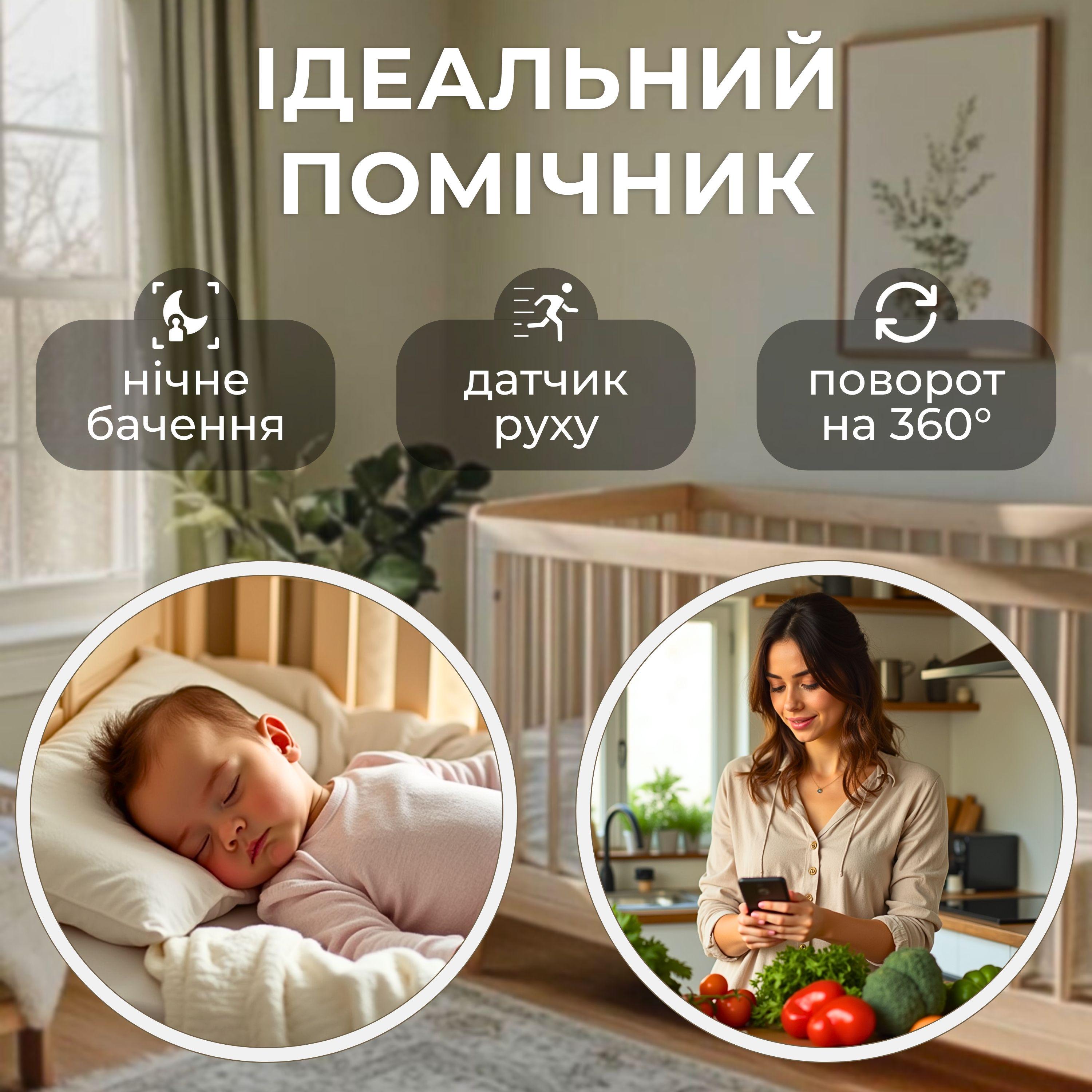 Відеоняня поворотна нічне бачення з датчиком руху (22825803) - фото 4