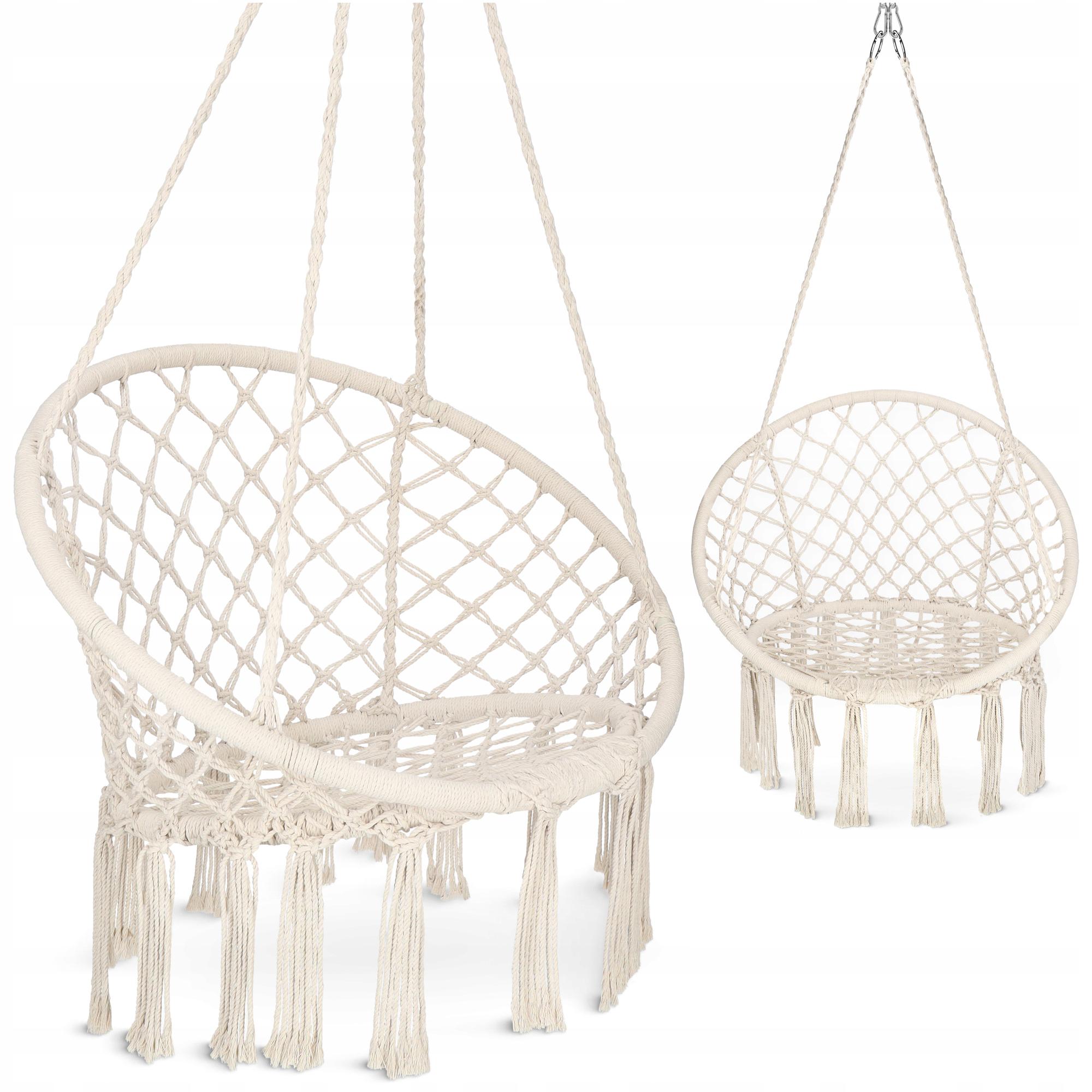 Кресло-качели подвесное 4fizjo Boho Dream с подушкой плетеное 80 см Beige (P-5905973404518) - фото 5