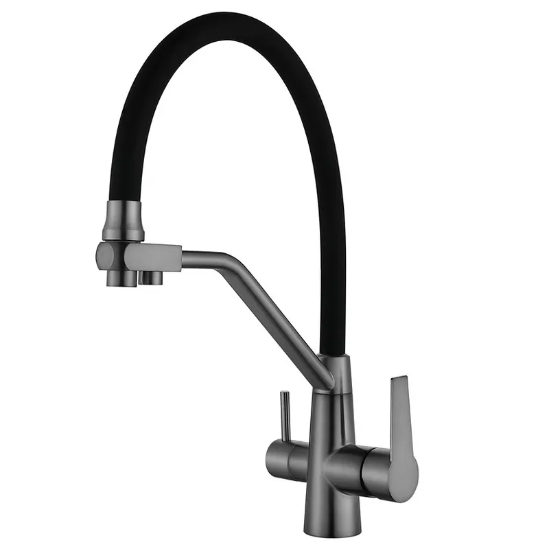 Кухонний змішувач на дві води MIXXUS Refl.Black нержавіюча сталь Graphite FUL-021 (MI6115)