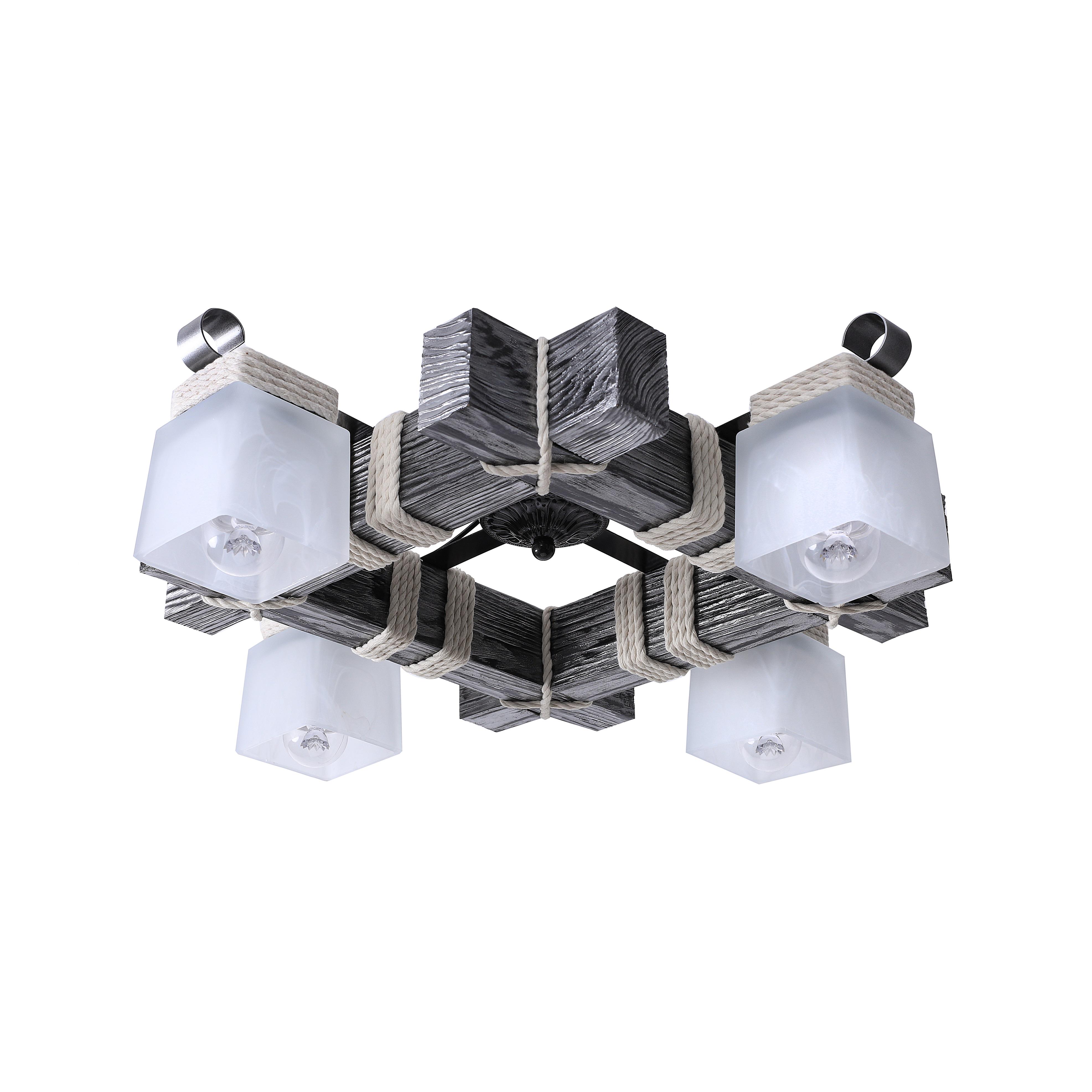 Люстра деревянная Sirius на 4 плафона Черное серебро (S7030/4)