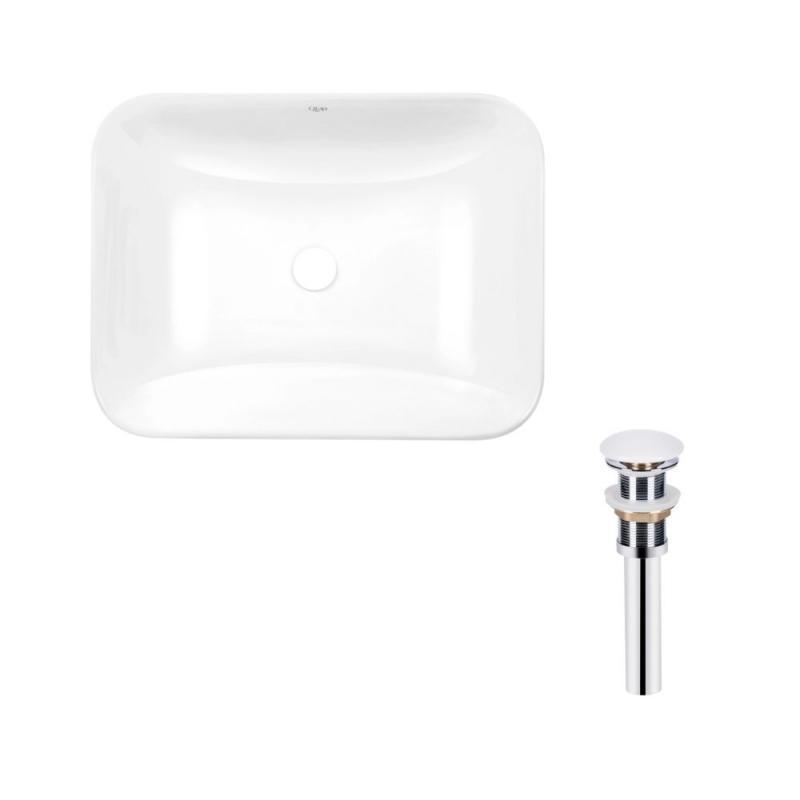 Раковина врезная прямоугольная Qtap Scorpio 510х390х145 мм с донным клапаном PU02 White (SD00053414)