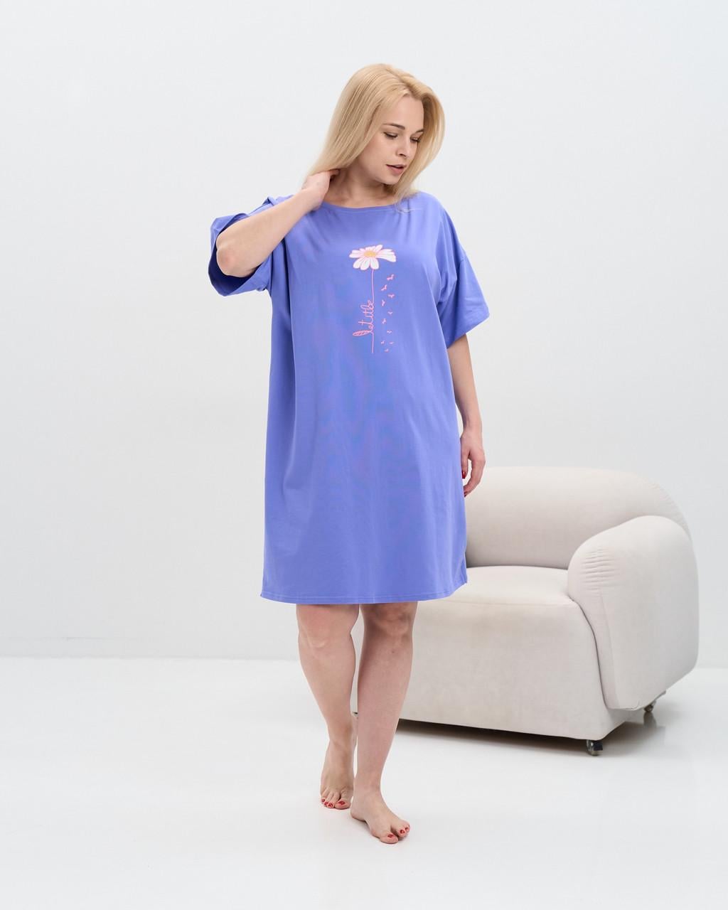 Рубашка хлопковая батал Nicoletta 84354k 2XL Голубой