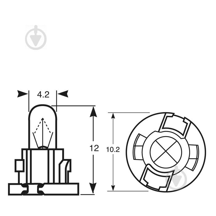 Автолампа ук. RING 509TDBK 12v 1.2w T-1/4NW (Black Base) Panel Bulb - фото 2