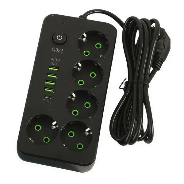 Фільтр-подовжувач мережевий Jooki HP-5-52 5 розеток 4xUSB-A 1xUSB-C 5 м Чорний (10442)