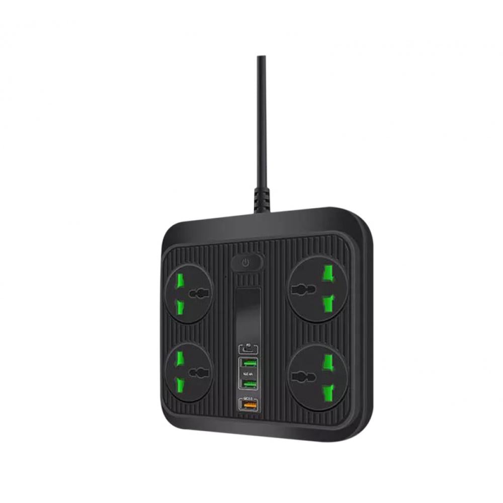 Мережевий фільтр T18 4 розетки/3 USB/1 Type-C 2 м Black (36876 black)