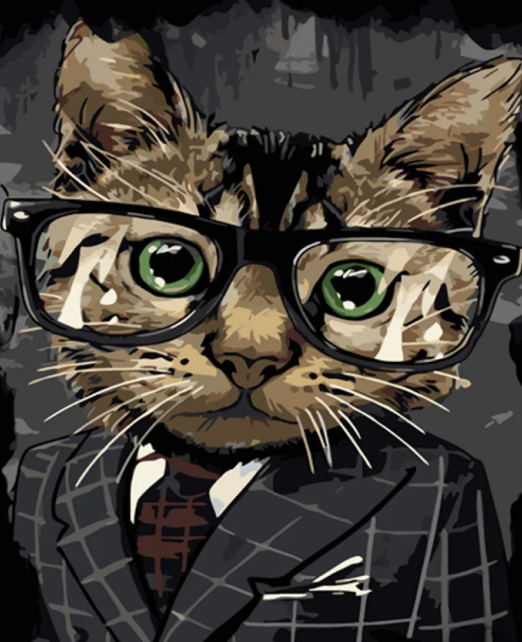 Картина по номерам Strateg Деловой котик 40x50 см (GS1024)