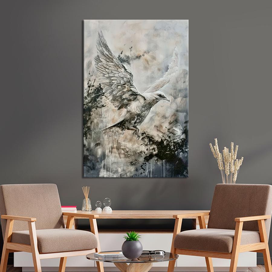 Картина на полотні Абстрактний сірий птах 80x54 см (244VP_L)