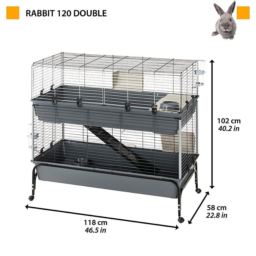 Клетка для кроликов Ferplast Rabbit 120 Double с подставкой на колесах 118х58х117 см (57047817ZP) - фото 2