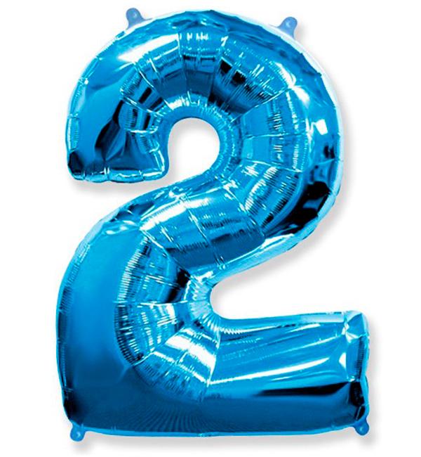 Кулька Цифра "2" 102 см Синій металік
