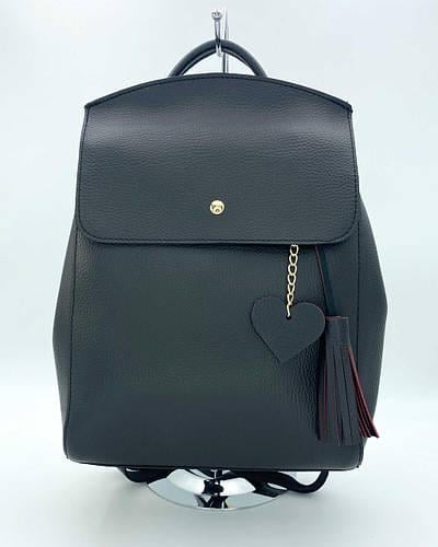 Женская сумка-рюкзак Welassie Сердце на два отделения из экокожи Черный (1780855370)