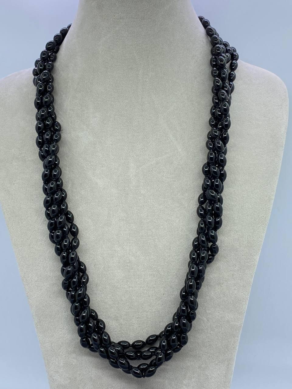 Бусы агат 64 см Черный (735)