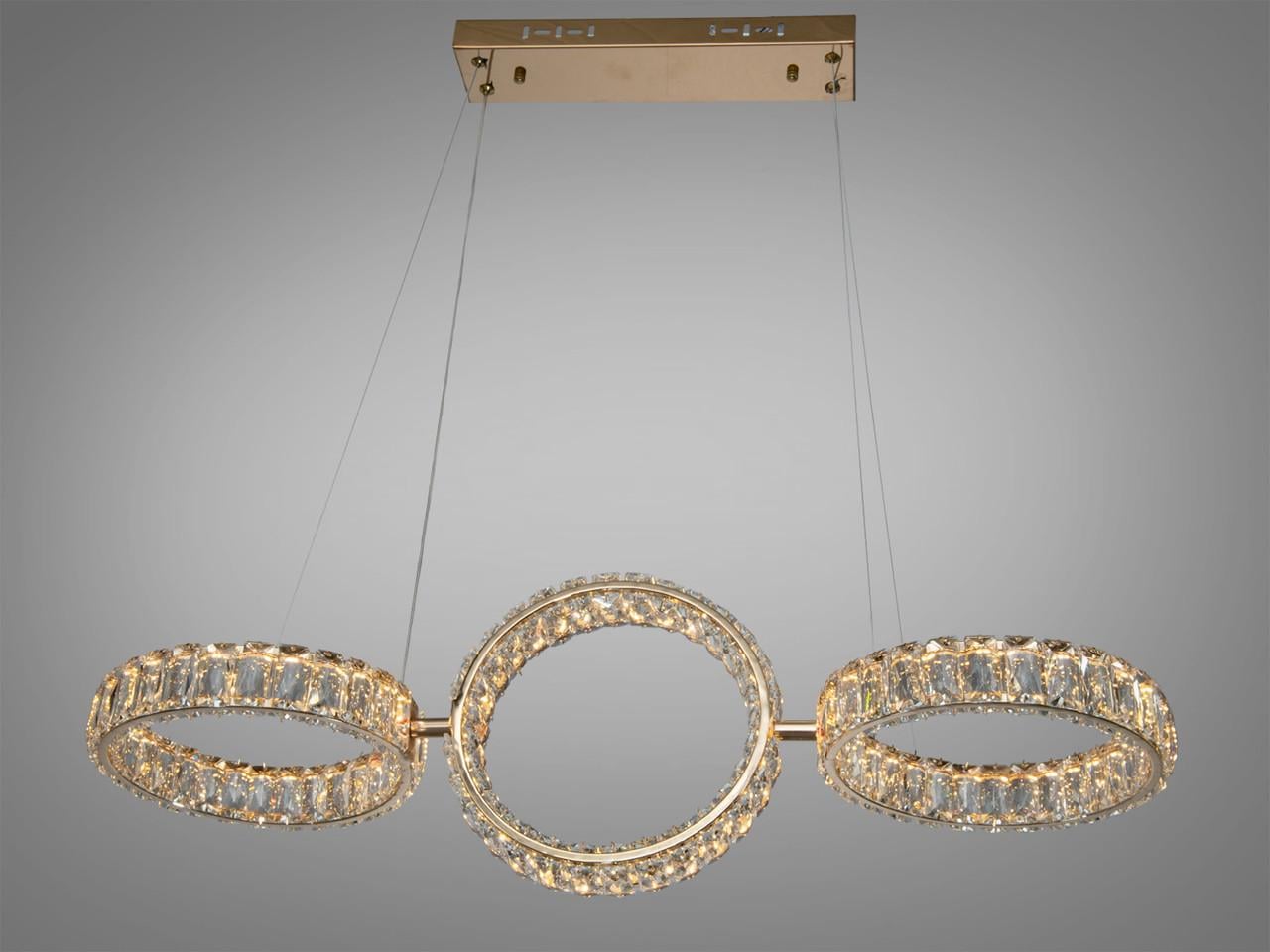 Люстра светодиодная для гостиной Diasha D8893/250x3B G 3 кольца 68 Вт Золотой (2900157211)
