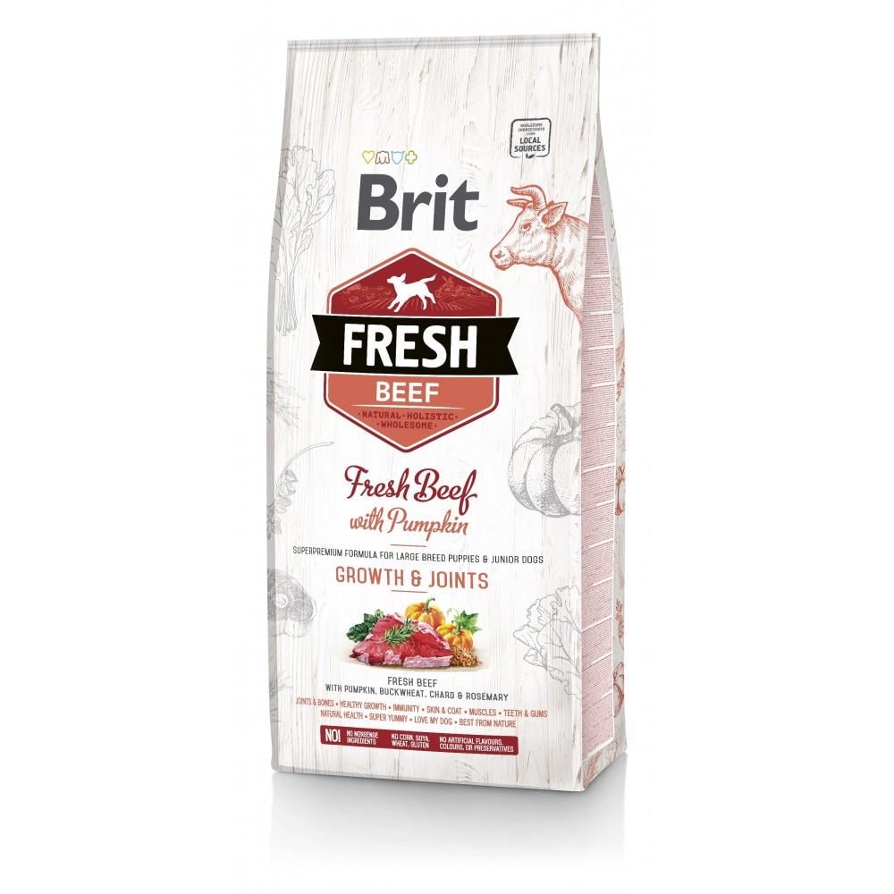 Корм сухой Brit Fresh Beef/Pumpkin Puppy Large для щенков и молодых собак больших пород с говядиной и тыквой 12 кг (170991/530755) Корм сухой Brit Fresh Beef/Pumpkin Puppy Large для щенков и молодых собак больших пород с говядиной и тыквой 12 кг (170991/530755)